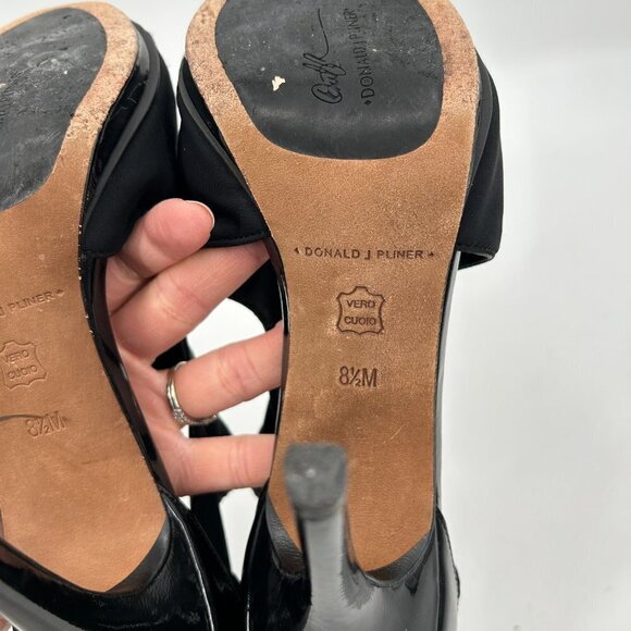 DONALD J. PLINER Black Parvis Zip Up Peep Toe High Heels Shoes Size 8.5 - Picture 11 of 11